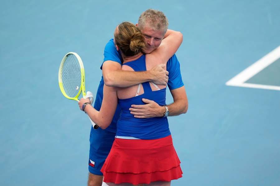Jiri Novak embracing Barbora Krejcikova Jiri Novak embracing Barbora Krejcikova