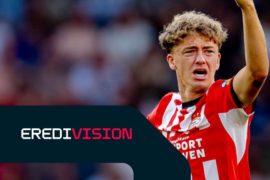 Sven Mijnans reacts during PSV's game against Fortuna Sittard