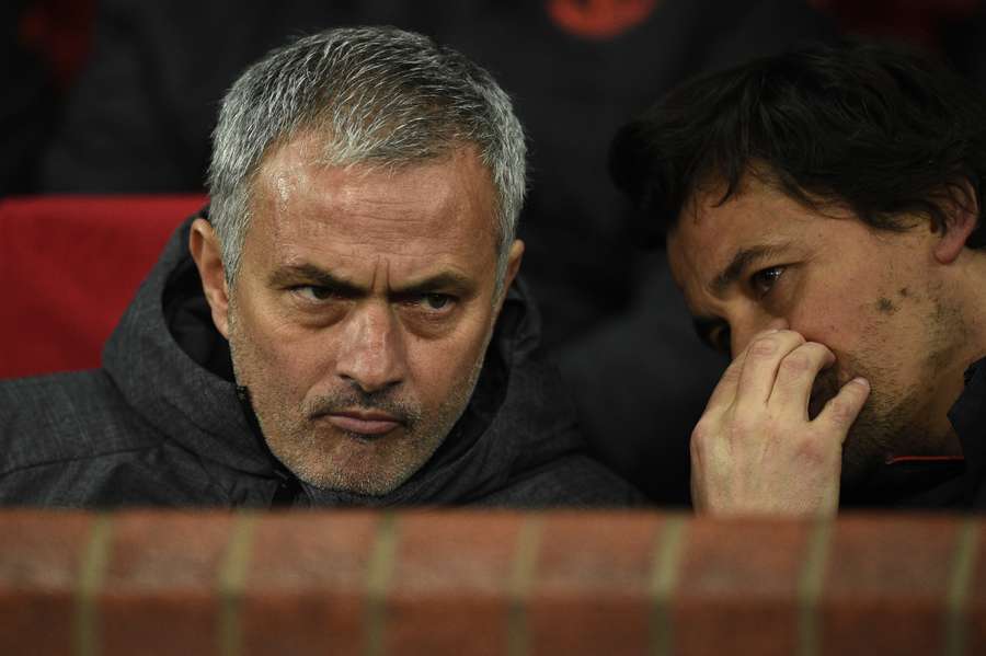 José Mourinho e Rui Faria nos tempos de Manchester United José Mourinho e Rui Faria nos tempos de Manchester United