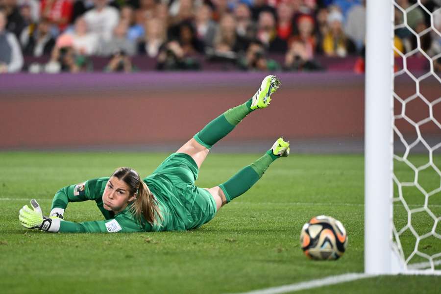 Earps can only watch the ball roll into the corner Earps can only watch the ball roll into the corner