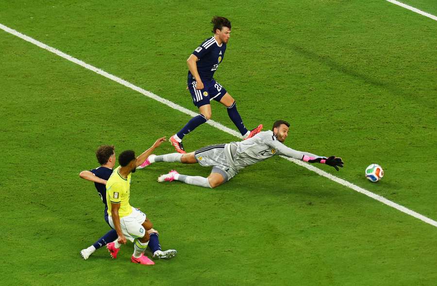 Brazil's Matheus Cunha scores their third goal