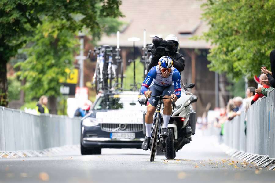 Alessio Magagnotti hat sich im Sprint der zweiten Etappe der Deutschland Tour durchgesetzt. Alessio Magagnotti hat sich im Sprint der zweiten Etappe der Deutschland Tour durchgesetzt.