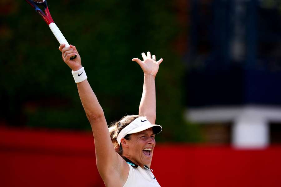 Tatjana Maria jubelt nach dem Sieg im Tiebreak.