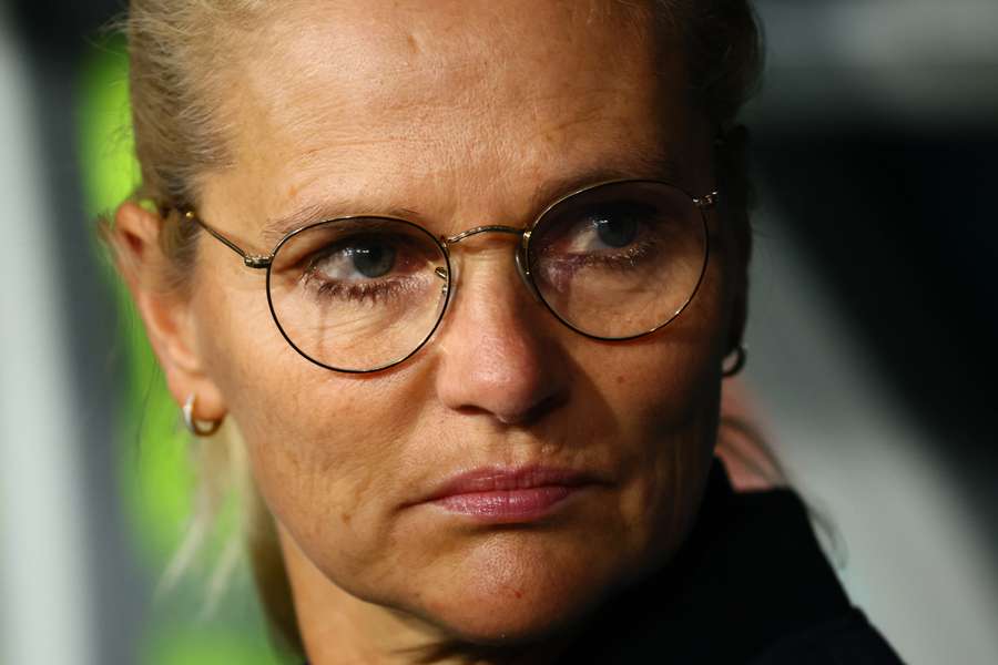 Sarina Wiegman looks on during the match between England and Nigeria