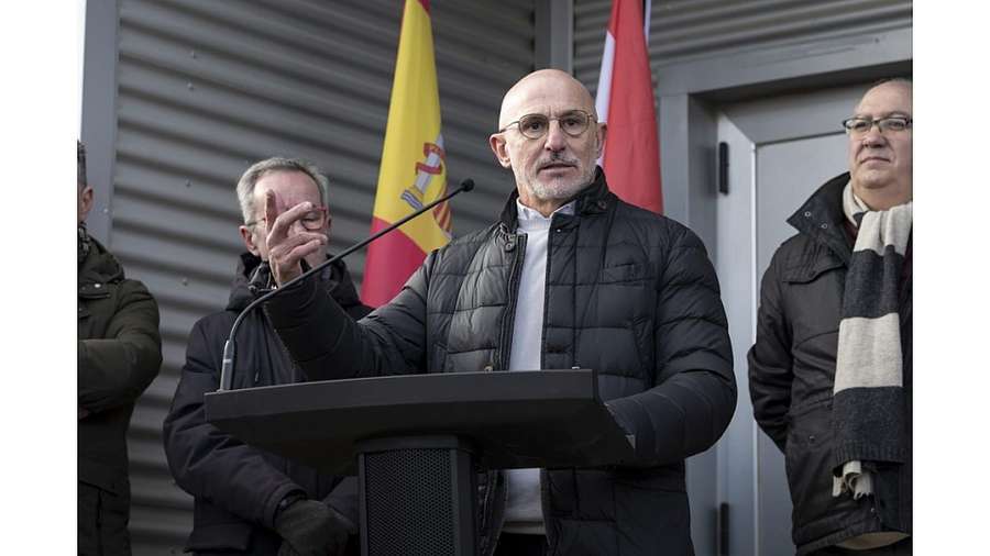 Luis de la Fuente, durante el homenaje en Haro