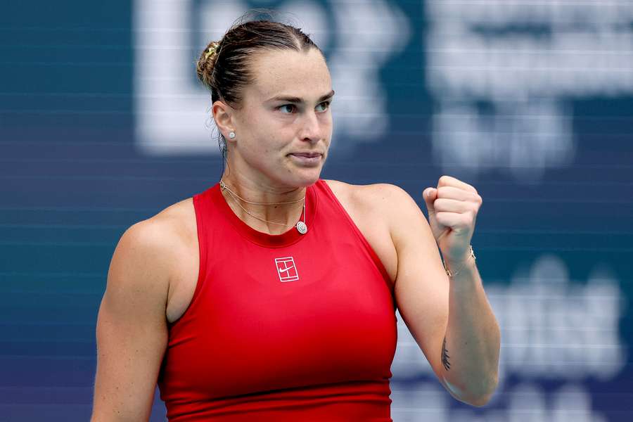 Sabalenka comemora vitória no Masters 1000 de Miami