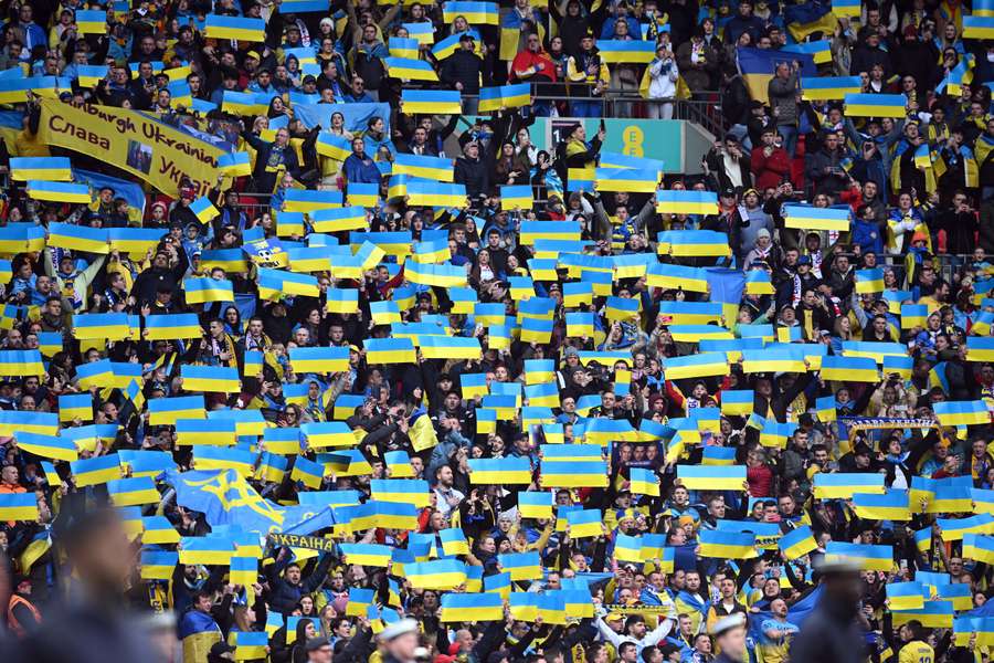 Ukraine fans inside Wembley