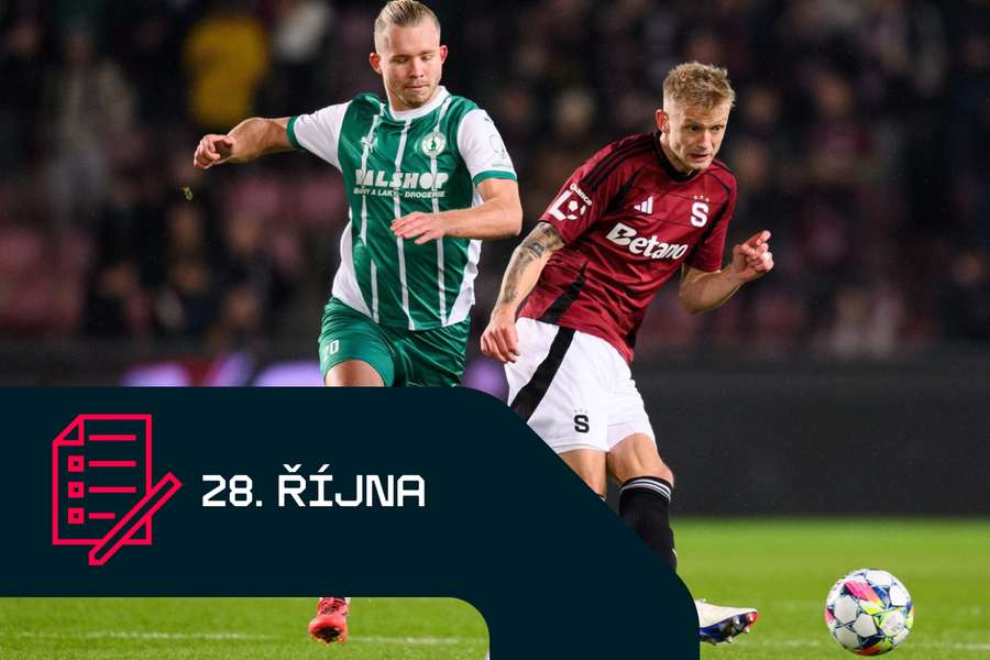 Václav Drchal v souboji s Asgerem Sörensenem (vpravo). Václav Drchal v souboji s Asgerem Sörensenem (vpravo).