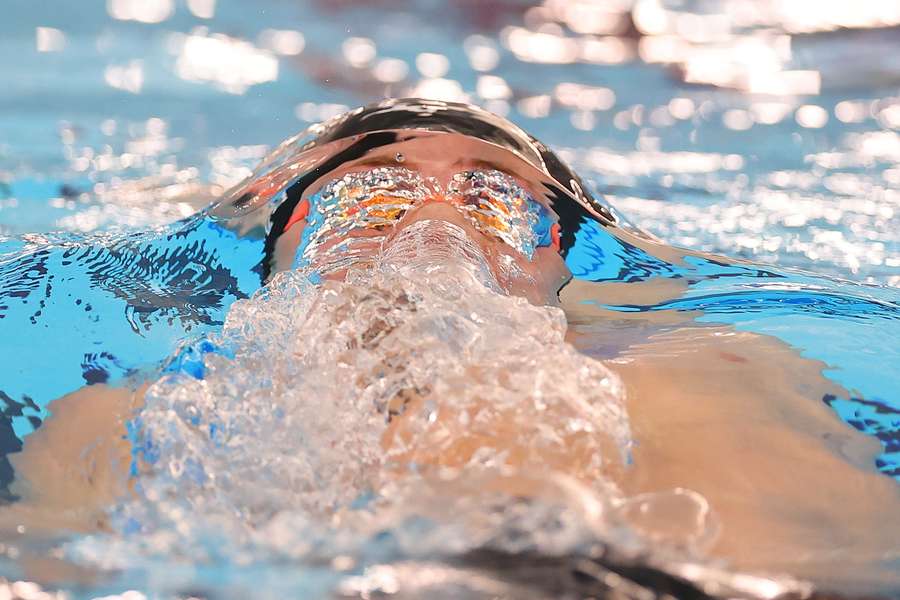 Carson Foster competes in the Men's 400 Meter IM Final on Day 2 of the TYR Pro Swim Series Westmont on April 13, 2023