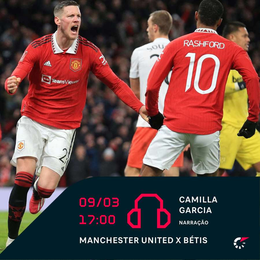 Manchester United x Betis terá narração pelo Flashscore