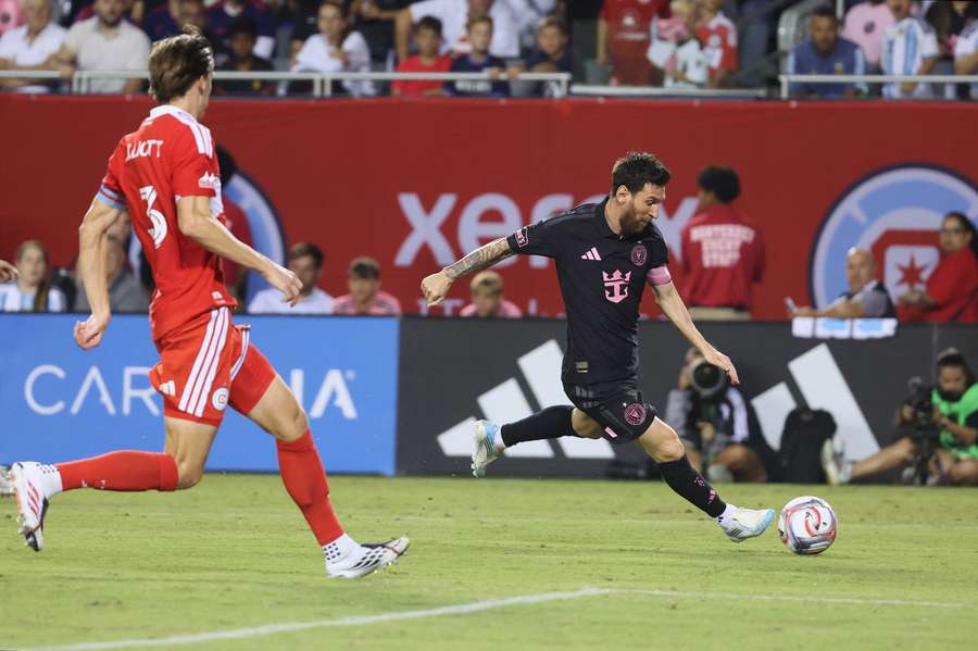 Messi v zápase s Chicagem. Messi v zápase s Chicagem.