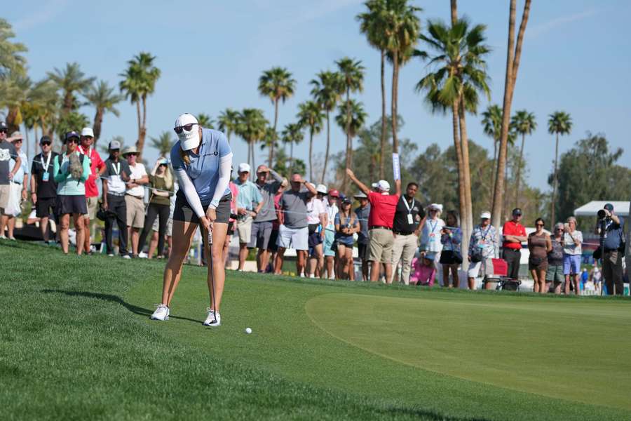 Patty Tavatanakit putts on the ninth green during the third round of the 2022 Chevron Championship