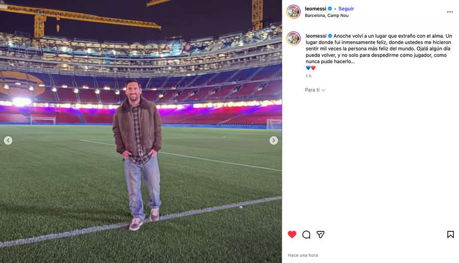 Publication de Leo Messi sur Instagram Publication de Leo Messi sur Instagram