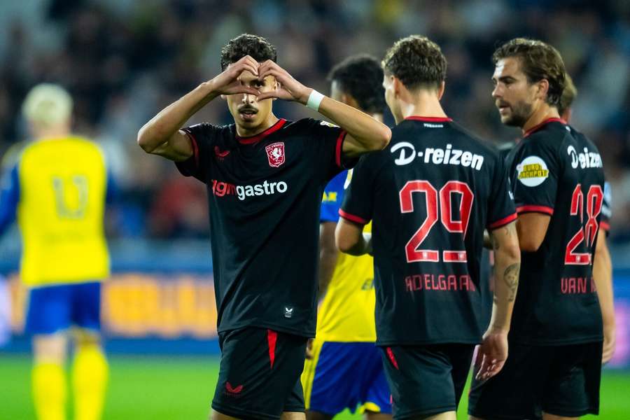 FC Twente's Younes Taha celebrates scoring against Cambuur FC Twente's Younes Taha celebrates scoring against Cambuur