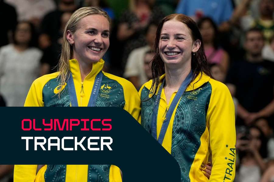 Australia's Mollie O'Callaghan (right) and Ariarne Titmus (left) finished first and second, respectively, in the women's 200m freestyle final