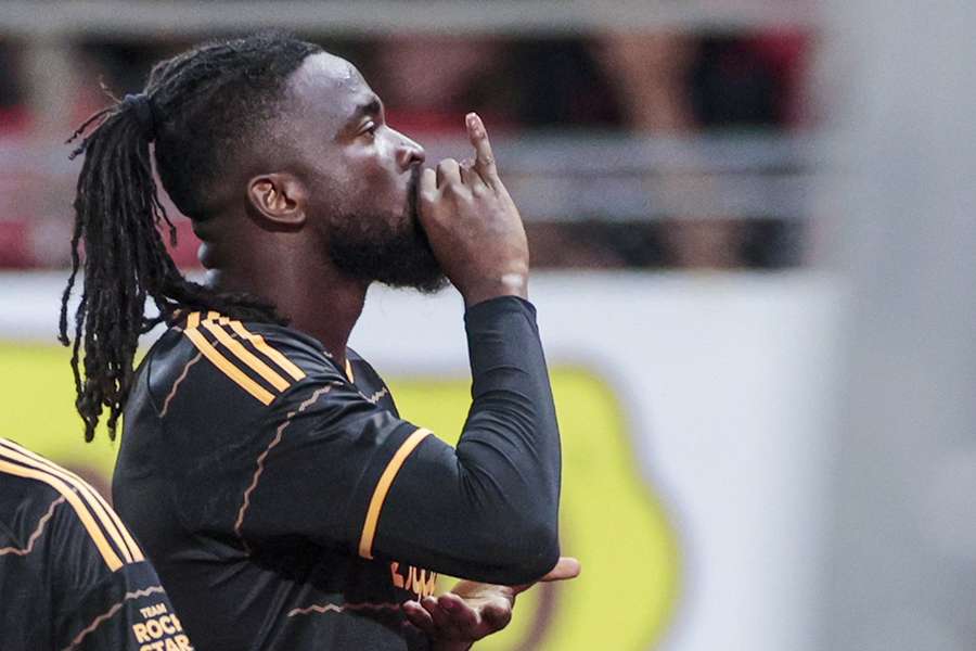 Ajax striker Tolu celebrates scoring against FC Sion