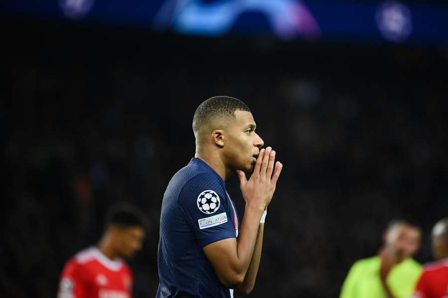 Kylian Mbappé lors de la rencontre de Ligue des champions face au Benfica, au Parc des Princes. 