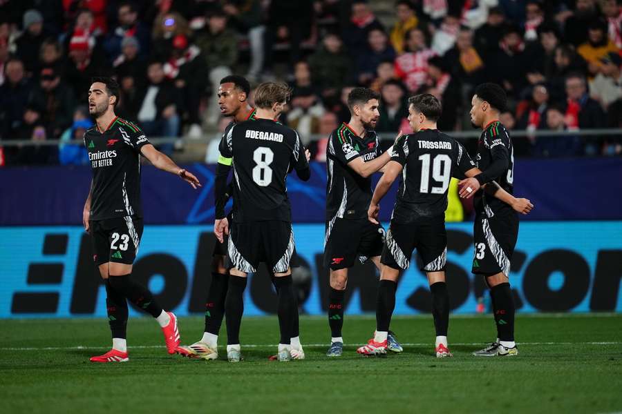 Arsenal scored twice at the end of the first half
