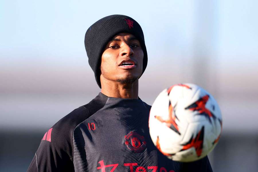Manchester United's Marcus Rashford during training