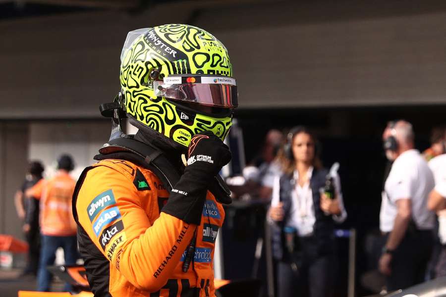 Norris celebrates sprint pole Norris celebrates sprint pole