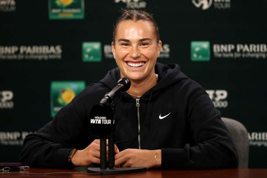 Aryna Sabalenka speaking with the media ahead of Indian Wells.
