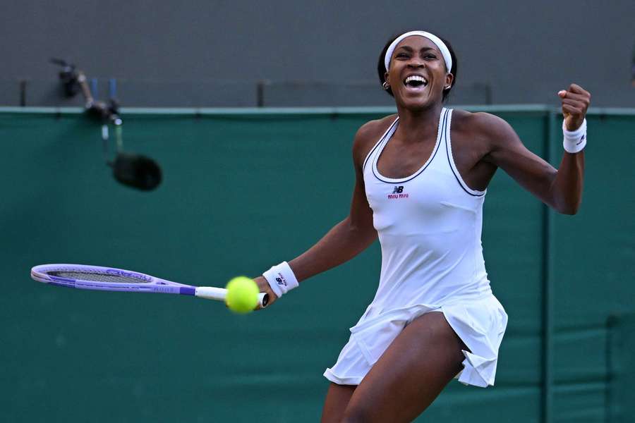 Coco Gauff celebrates her win Coco Gauff celebrates her win