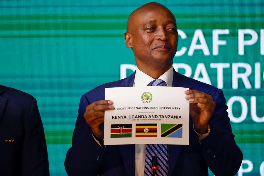 Patrice Motsepe, president of CAF, announces the host countries for the 2027 Africa Cup of Nations