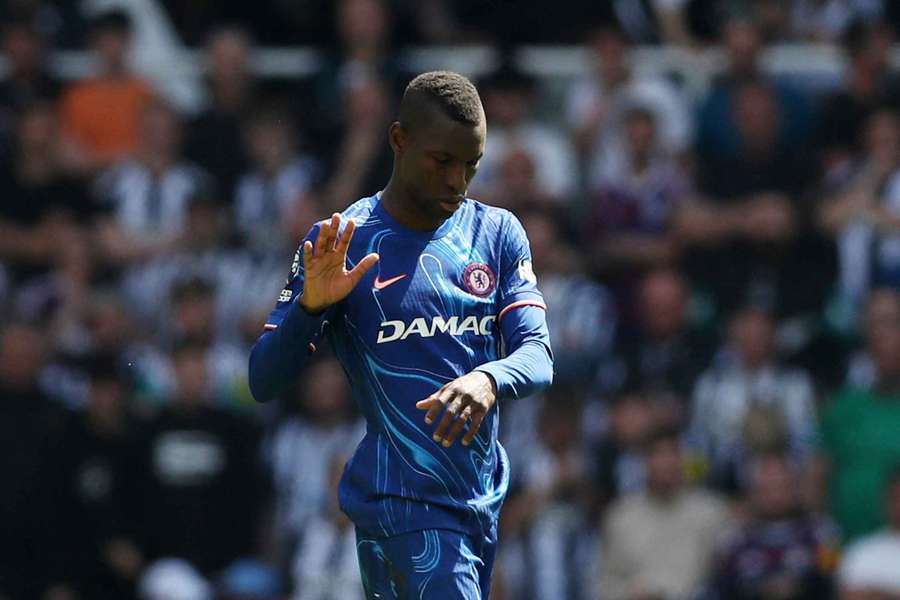 Nicolas Jackson reacts after being sent off on Sunday