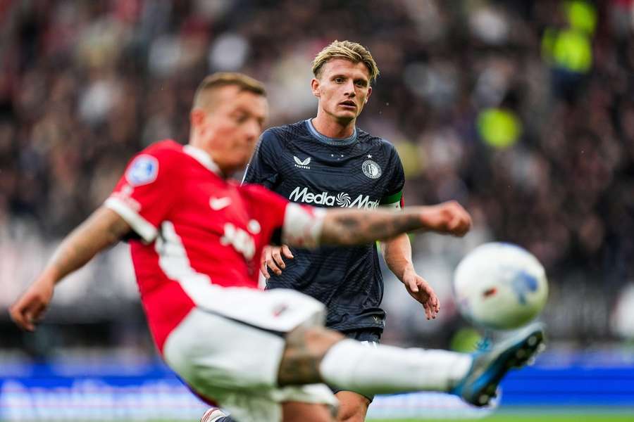 Feyenoord captain Sem Steijn looks on during the Eredivisie game against AZ