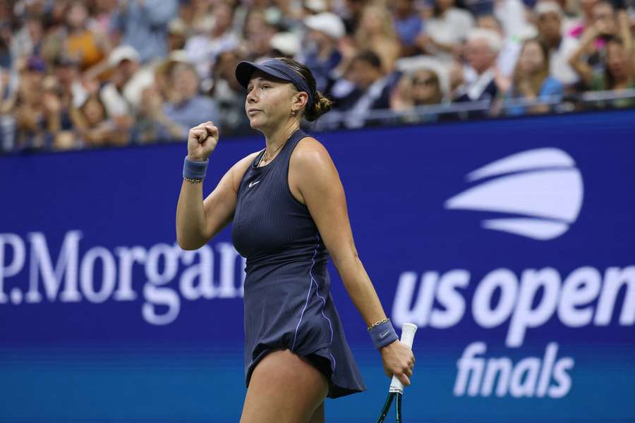 Aryna Anisimova reacts during 2025 US Open final against Aryna Sabalenka