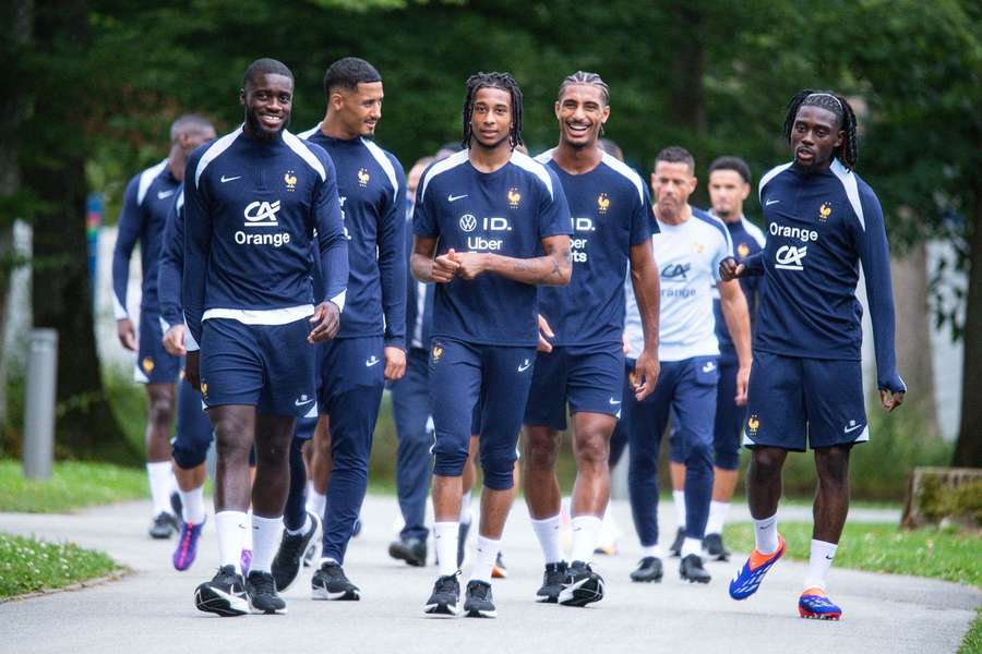 Les Bleus à l'entraînement lundi.