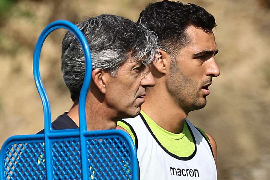 Imanol y Mikel Merino, durante un entrenamiento