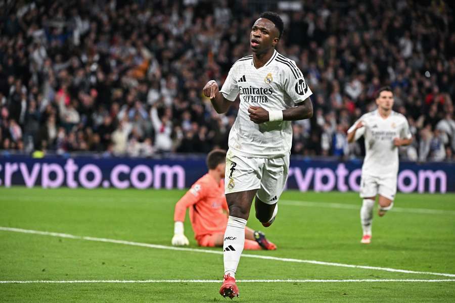 Vinicius Junior celebrates scoring Real Madrid's fifth goal