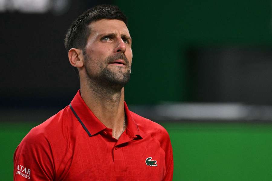 Novak Djokovic reacts during his semi-final match against Valentin Vacherot at the Shanghai Masters