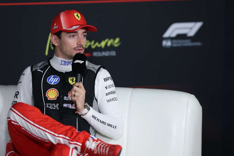 Charles Leclerc speaks to the media