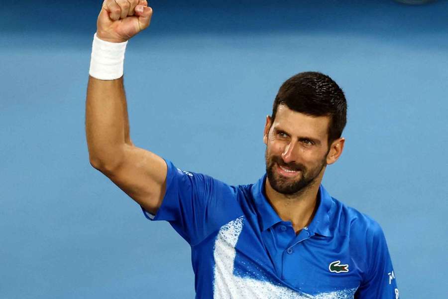 Novak Djokovic celebrates during his second-round match