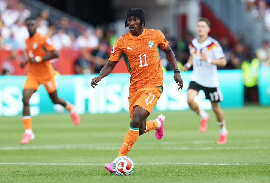 Yan Diomandé cu mingea la picior în meciul Germania - Côte d'Ivoire, 20 iunie 2026 la Toronto.