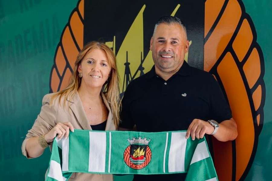João Marques ao lado da presidente do Rio Ave