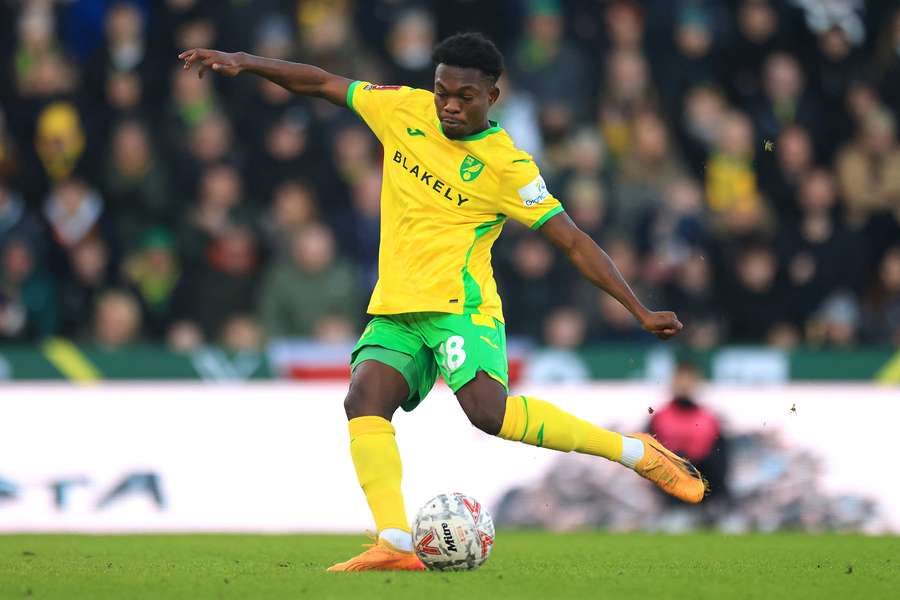 Forson Amankwah in action for Norwich City in the FA Cup