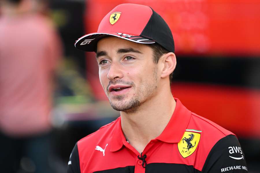 Charles Leclerc looks on during the Formula One United States Grand Prix preview day