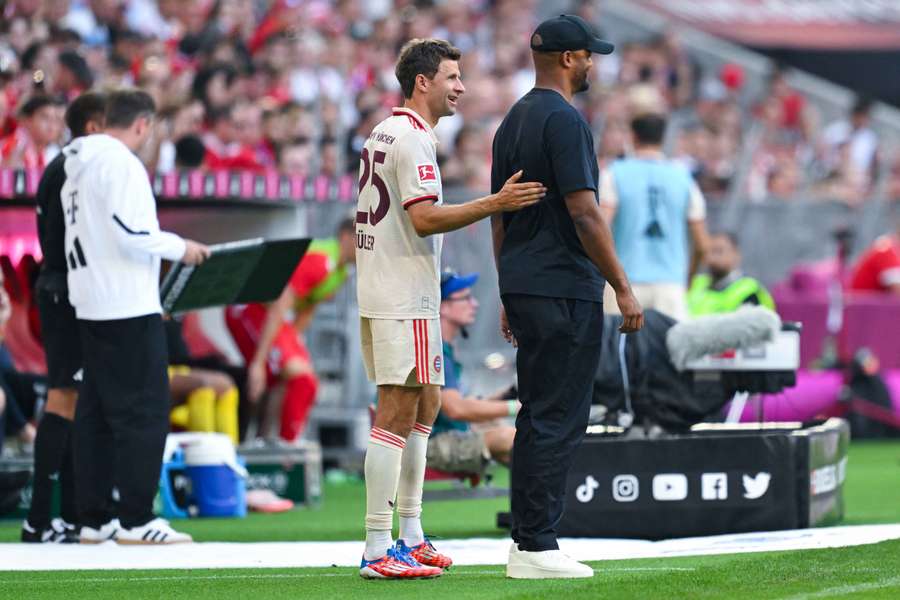 Thomas Müller au moment de faire son entrée sur la pelouse dimanche.