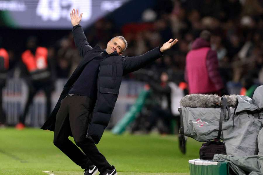 Luis Enrique on the touchline against Bayern Munich