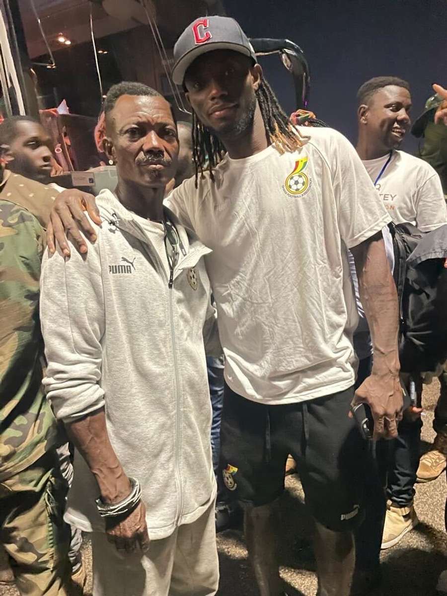 Mensah and his father William spending time together after a Ghana game at the Baba Yara sports stadium