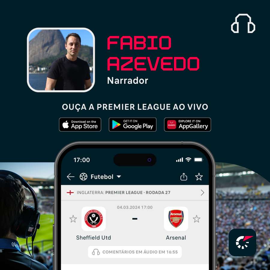 Flashscore transmite jogo do Arsenal com narração ao vivo