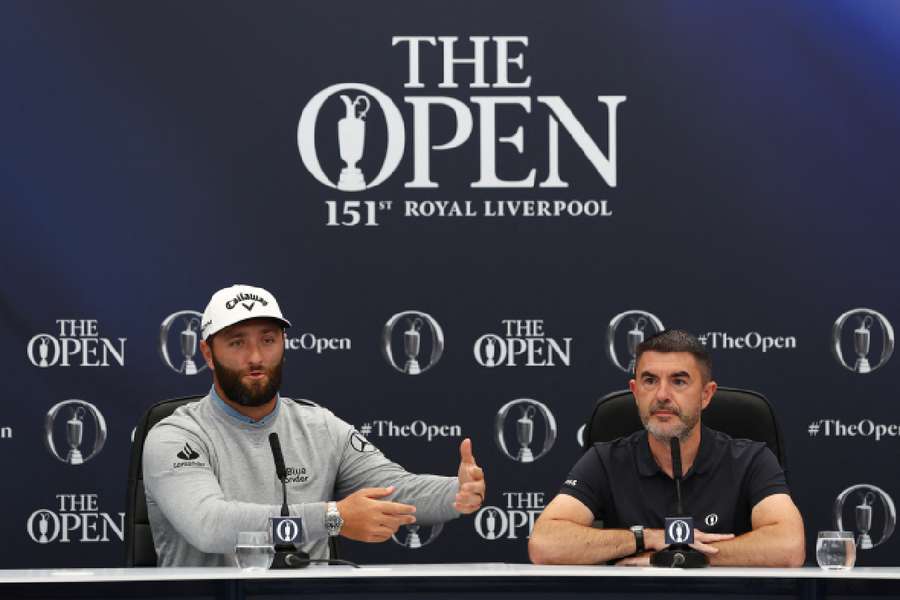 Rahm speaking in a press conference before The Open