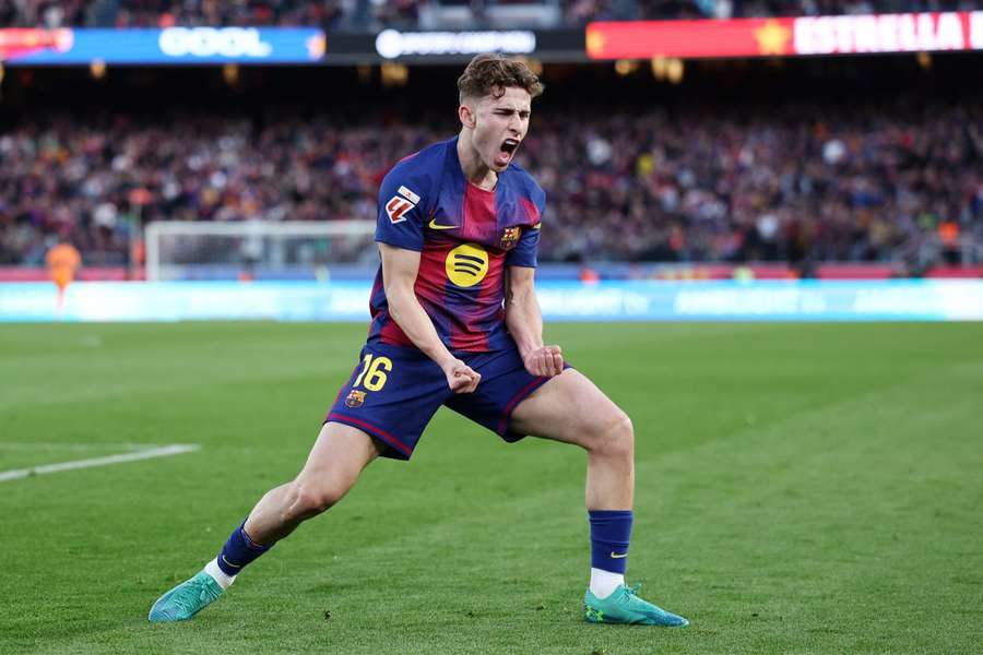 Fermín celebra su gol ante el Levante