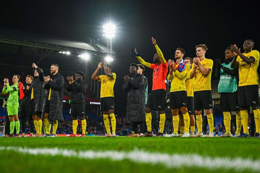 KuPS players following their 2-2 draw with Crystal Palace