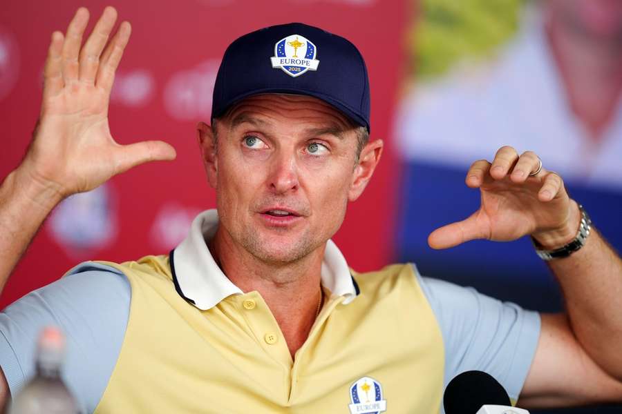 Justin Rose of Team Europe during a press conference