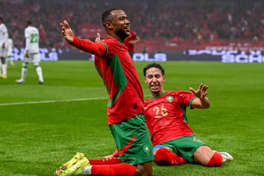 A festa de Ayoub El Kaabi, autor do segundo golo de Marrocos