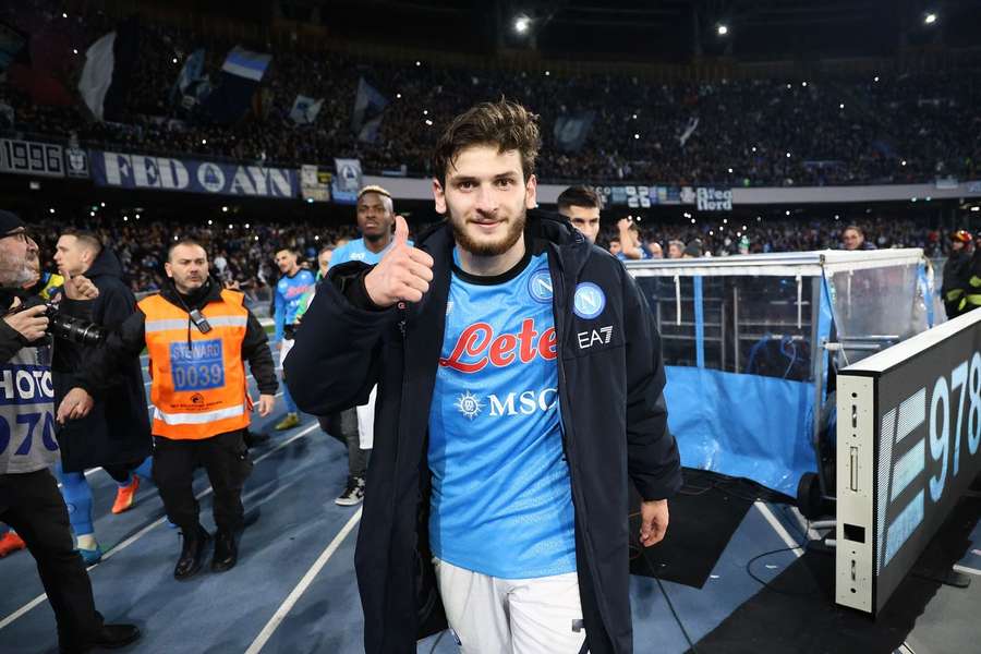 Khvicha Kvaratskhelia (21 ani) are 9 goluri marcate pentru Napoli în acest sezon